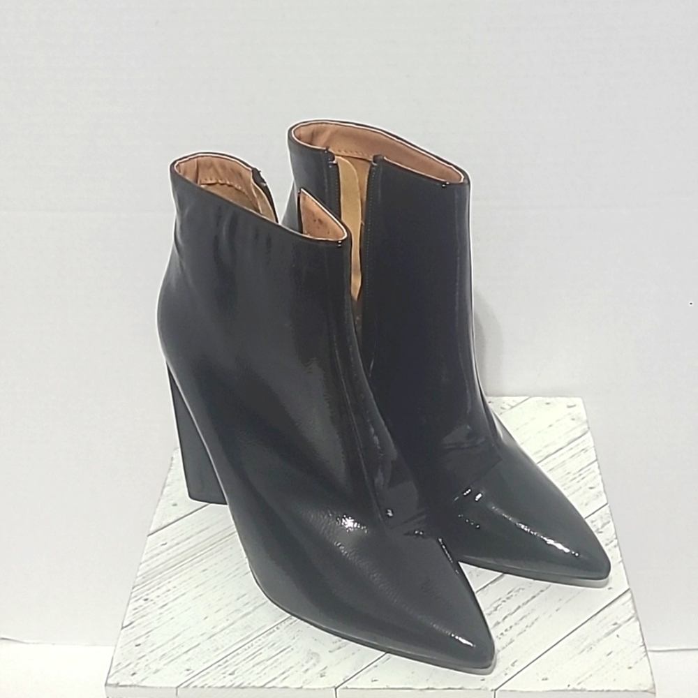 New Black Hi Block Bootie Size 8 with Silver Hardware